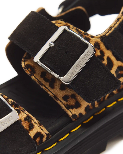 Zebzag Leopard Hair On Leather Sandals
