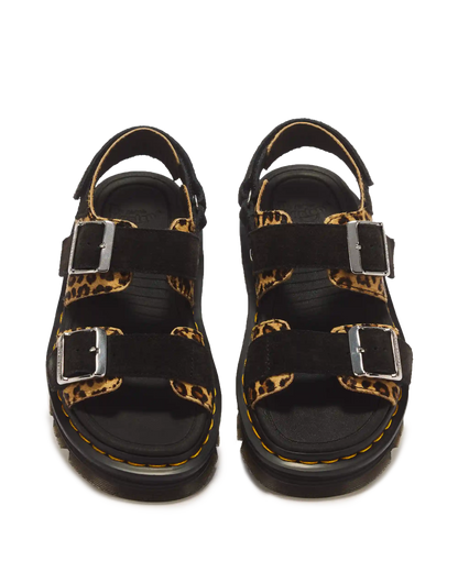 Zebzag Leopard Hair On Leather Sandals