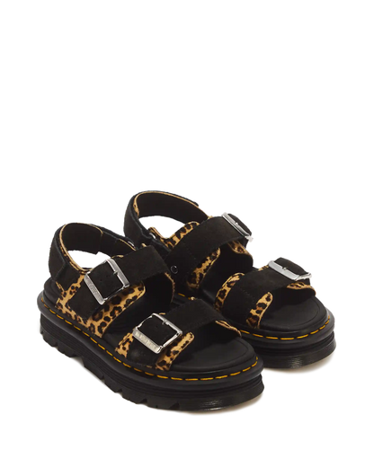 Zebzag Leopard Hair On Leather Sandals