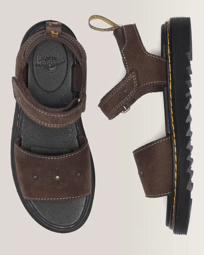Toddler Marlowe Flower Debossed Nubuck Strap Sandals