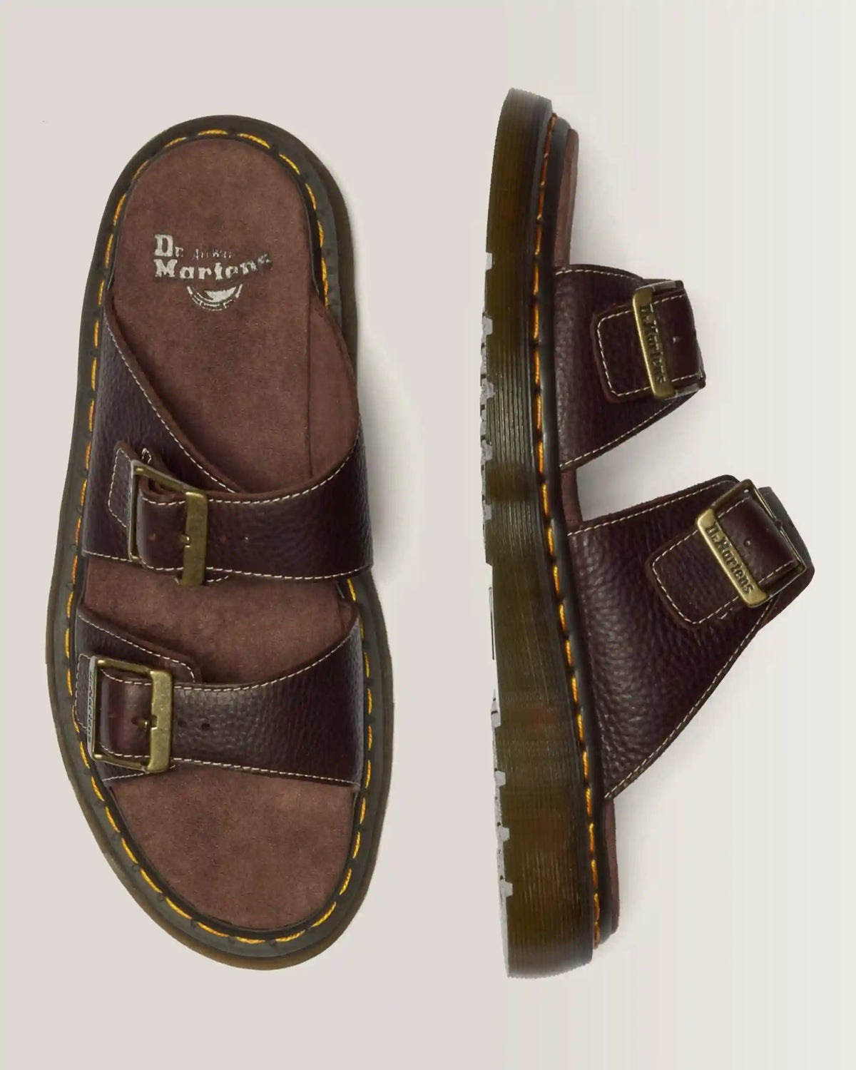 Josef Slide Grizzly Leather Sandals