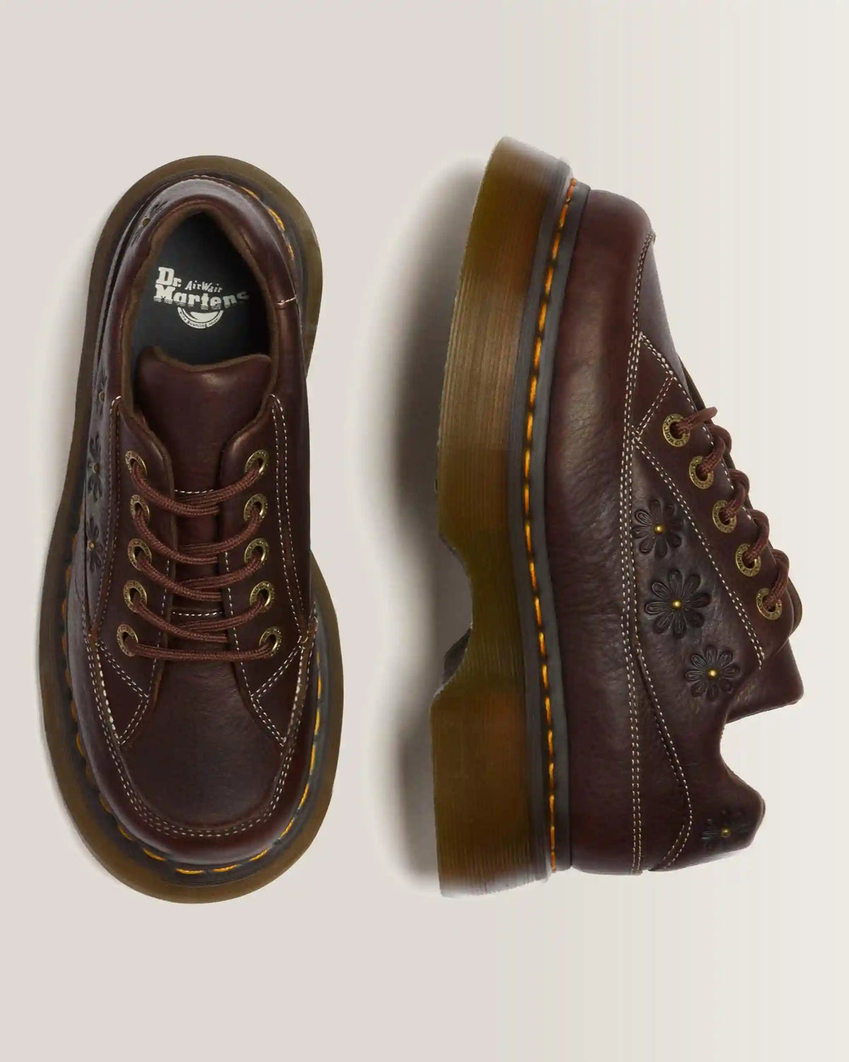 Buzz 5-Eye Flower Grizzly Leather Shoes