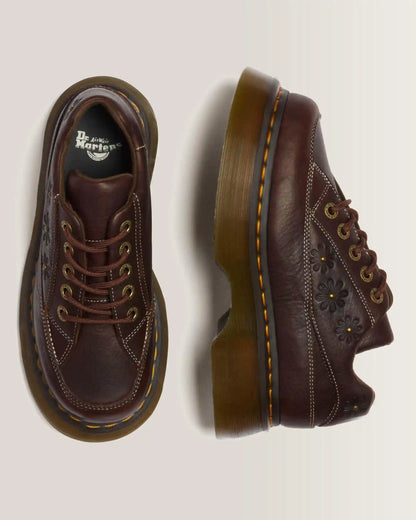 Buzz 5-Eye Flower Grizzly Leather Shoes