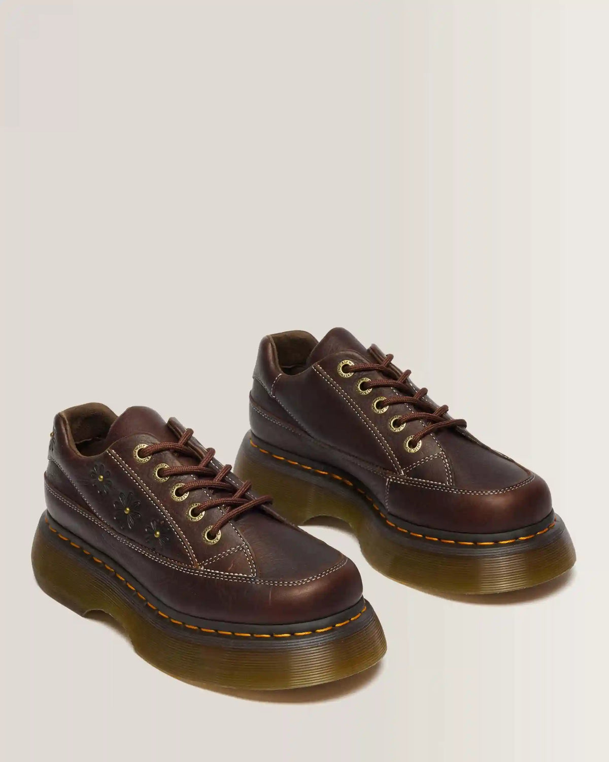 Buzz 5-Eye Flower Grizzly Leather Shoes