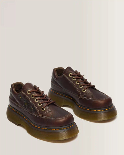 Buzz 5-Eye Flower Grizzly Leather Shoes