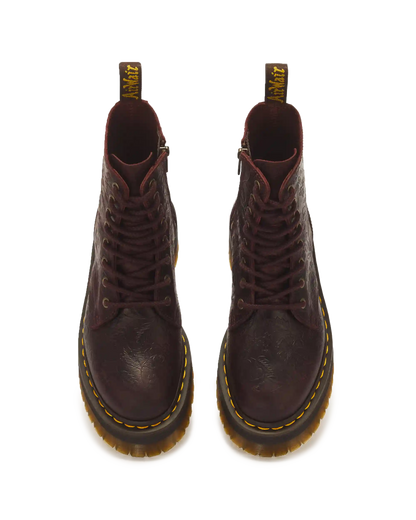 Jadon Floral Emboss 8 Eye Crazy Horse Leather Platform Boots