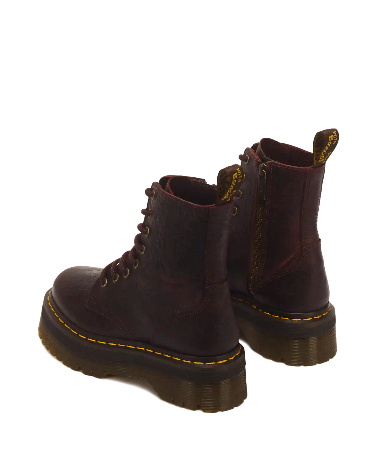Jadon Floral Emboss 8 Eye Crazy Horse Leather Platform Boots