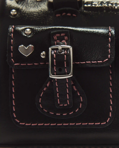 Mini Top Handle Milled Gloss Leather Bag