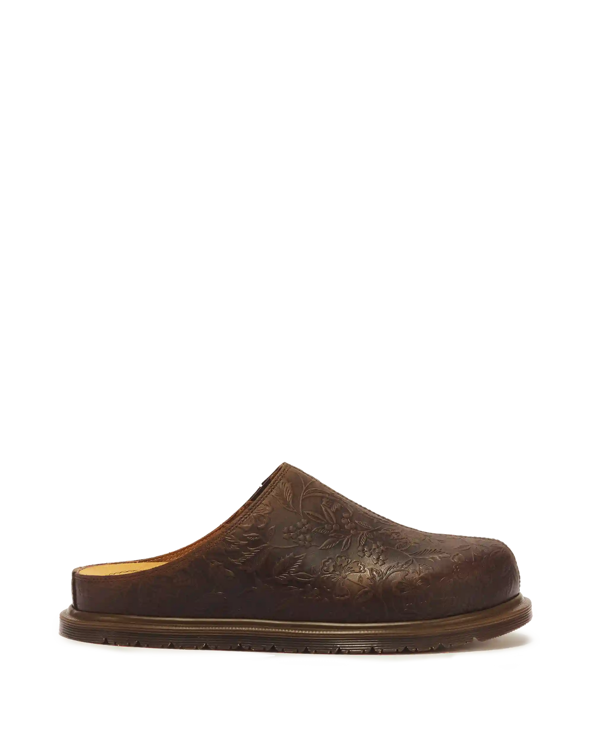 San Floral Emboss Crazy Horse Leather Mules