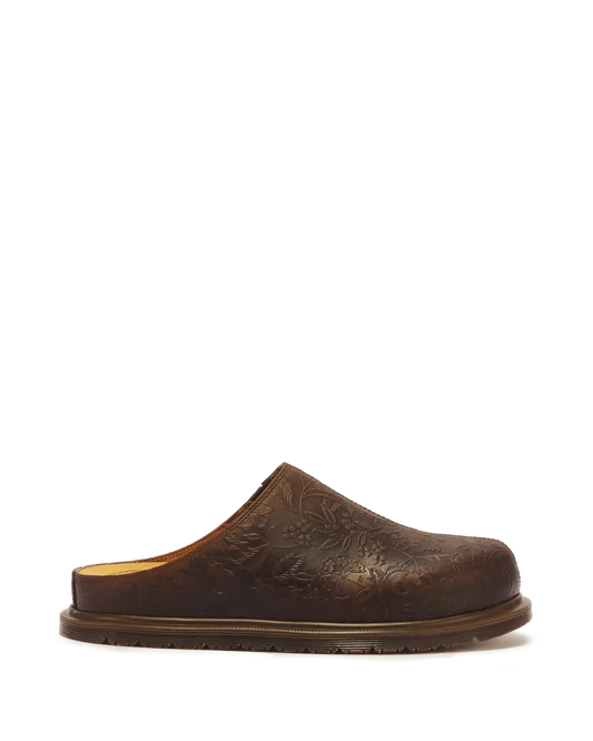 San Floral Emboss Crazy Horse Leather Mules