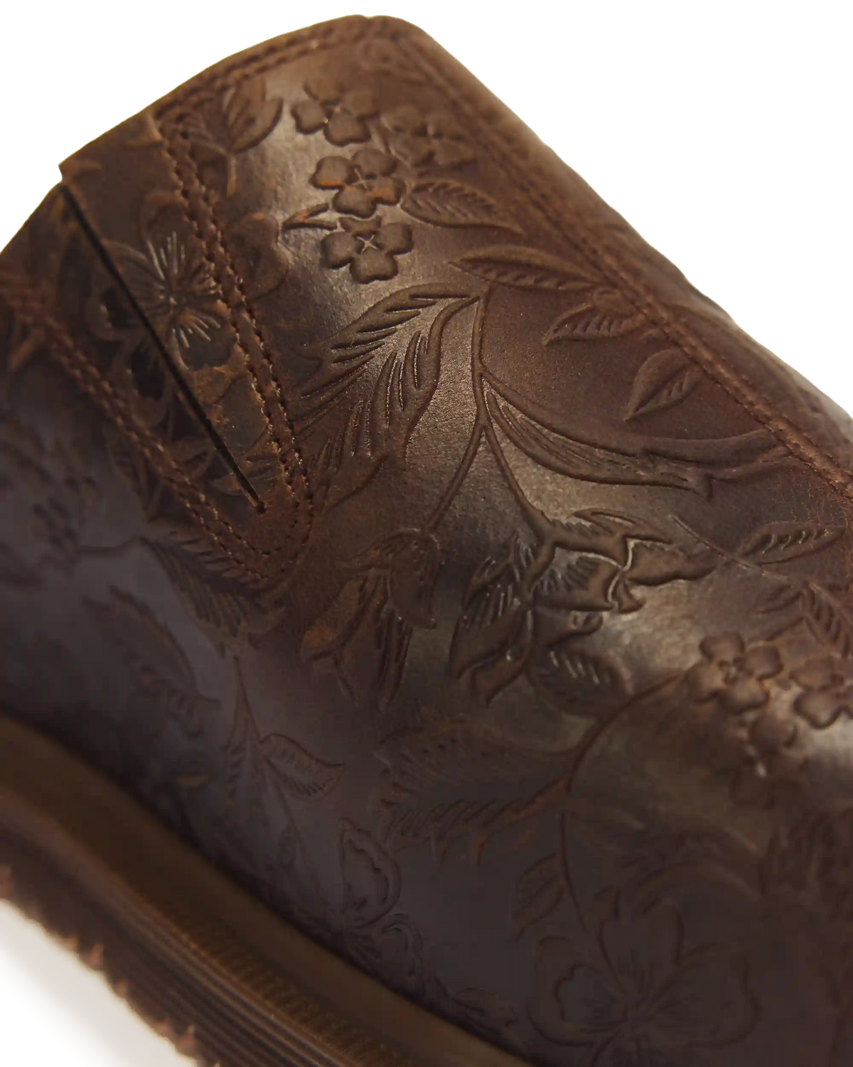 San Floral Emboss Crazy Horse Leather Mules