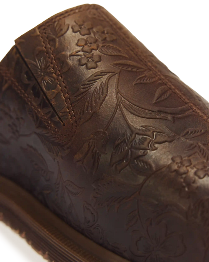 San Floral Emboss Crazy Horse Leather Mules