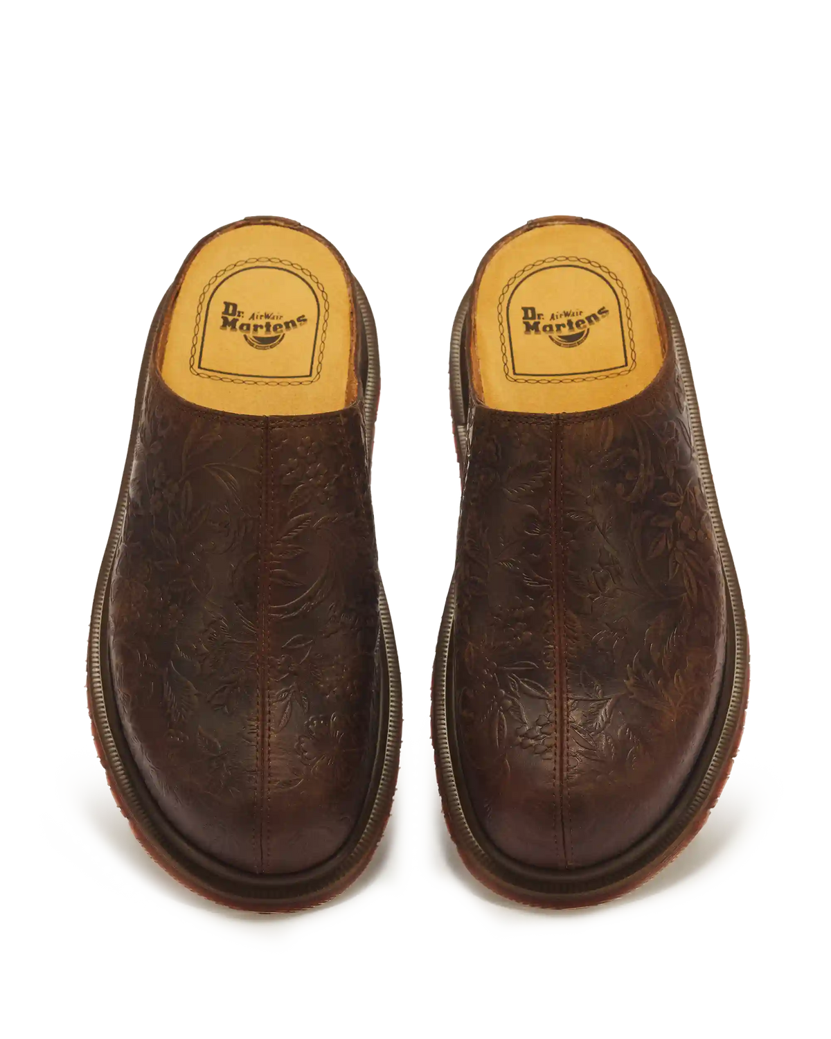 San Floral Emboss Crazy Horse Leather Mules