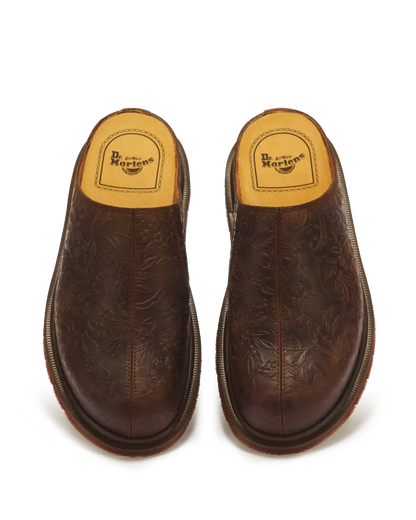 San Floral Emboss Crazy Horse Leather Mules