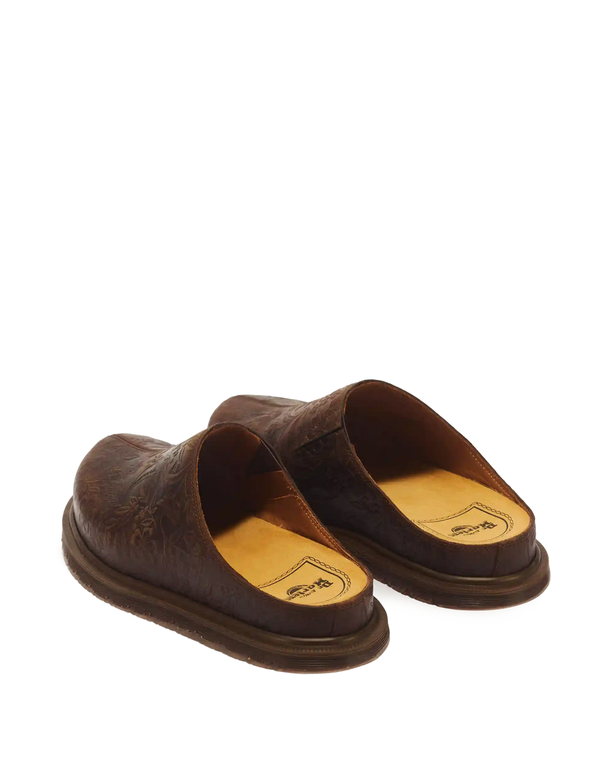 San Floral Emboss Crazy Horse Leather Mules