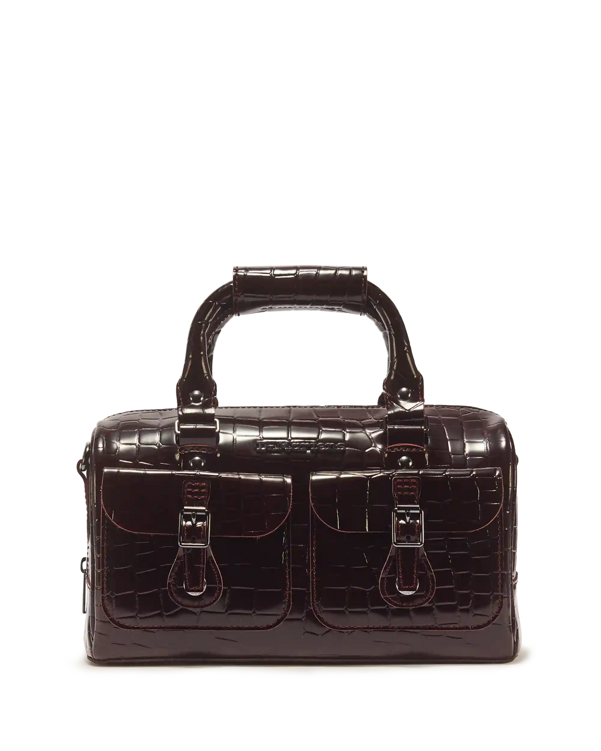 Top Handle Croc Emboss Leather Bag