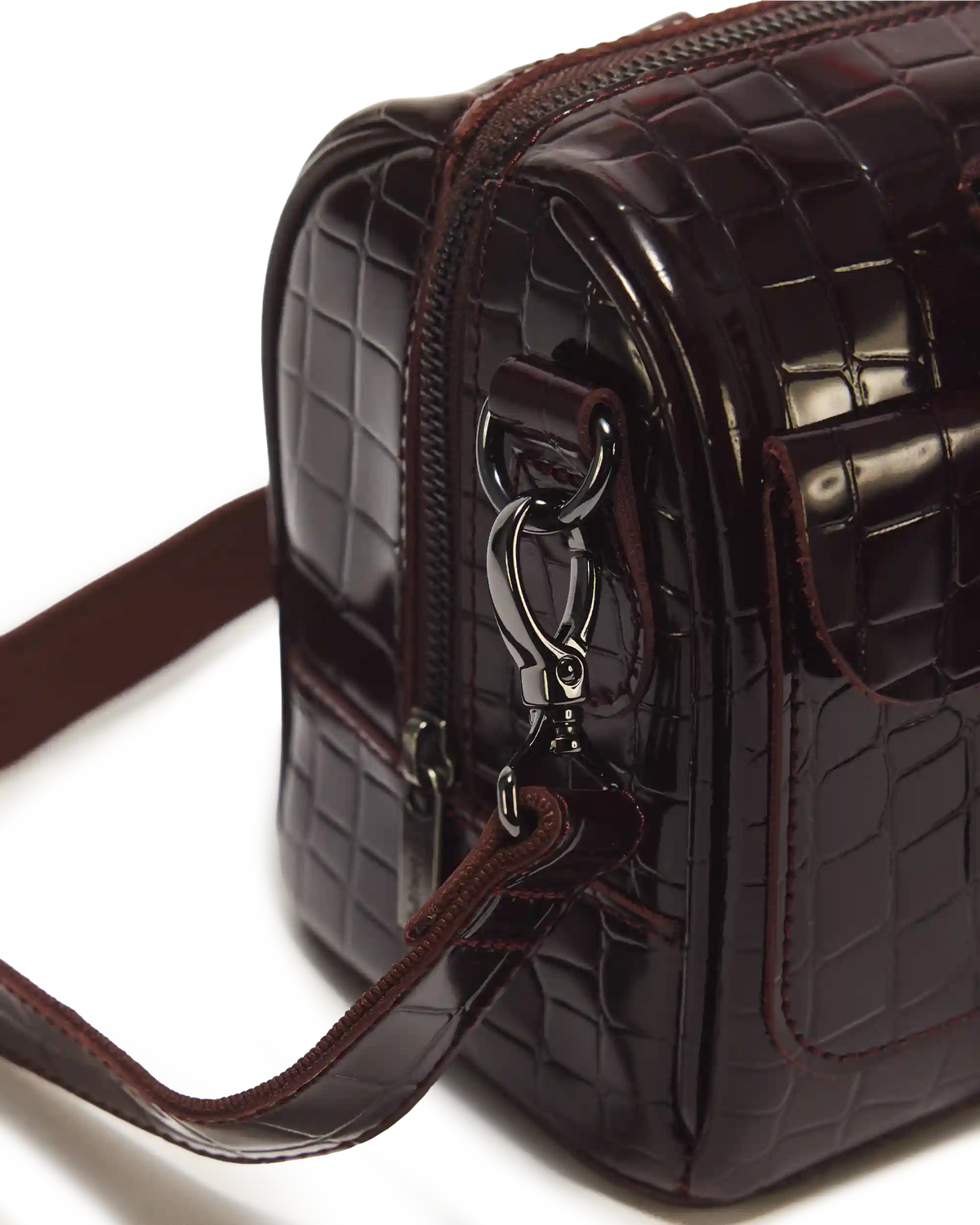 Top Handle Croc Emboss Leather Bag