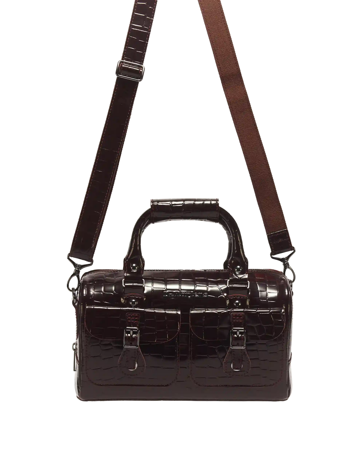 Top Handle Croc Emboss Leather Bag
