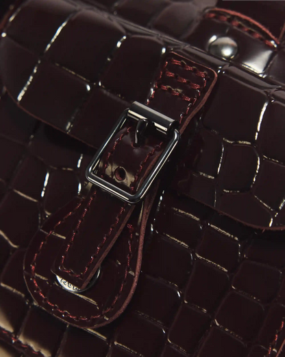 Top Handle Croc Emboss Leather Bag