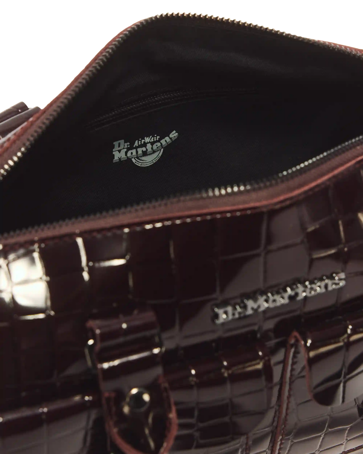 Top Handle Croc Emboss Leather Bag