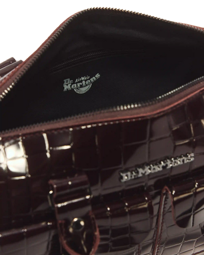 Top Handle Croc Emboss Leather Bag