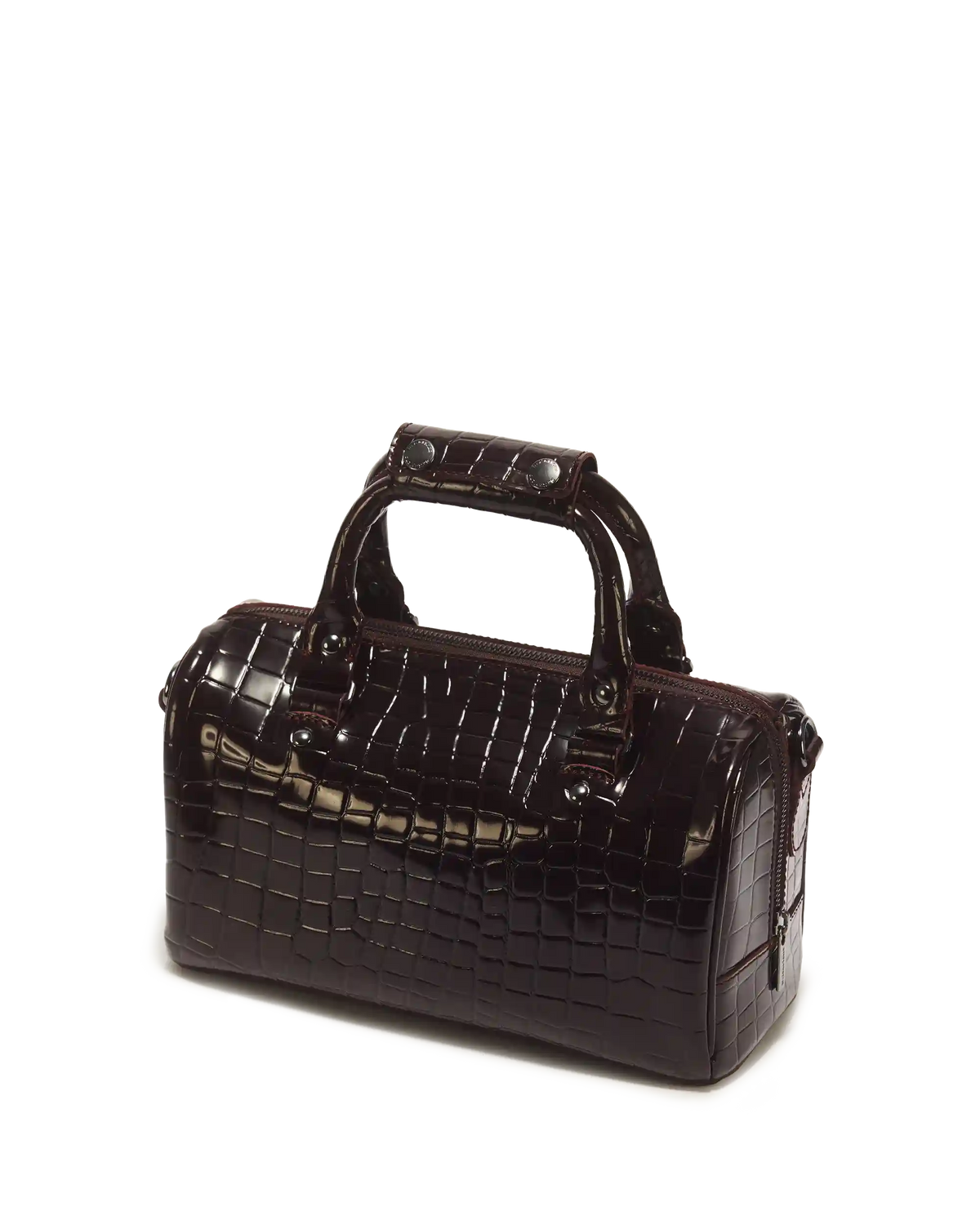 Top Handle Croc Emboss Leather Bag